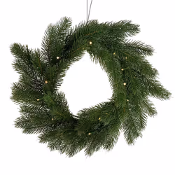 CHARLES BENTLEY Christmas Wreath, 12 inch, Faux, Pre-Lit, Decorative, Green, Christmas, Front Door, Wreath, Artificial, Nordi ...
