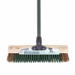 Charles Bentley Charnwood 16" Utility Broom with Scraper for Garden & Outdoor Maintenance Premium Brushware Green FSC
