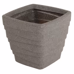 CHARLES BENTLEY Pair of Trojan, Square, Granite, Planters, Grey, Plastic, Plant Pot, Outdoor, Garden, Patio, Porch, Decking, Set of 2, Lightweight,