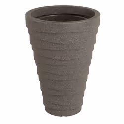 Charles Bentley Pair of Trojan Round Granite Planters (Dia. 33cm) Grey Plastic Pot Outdoor Garden Set of 2