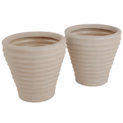 CHARLES BENTLEY Pair of Moroccan, Round, Stone, Planters, Plastic, Plant Pots, Small, Outdoor, Garden, Patio, Porch, Decking, Set of 2, Lightweight,