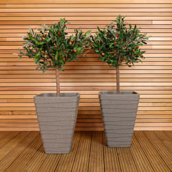CHARLES BENTLEY Pair of Tall, Trojan, Square, Granite, Planters, Plastic, Plant Pots, Outdoor, Garden, Patio, Porch, Decking, Set of 2, Lightweight,