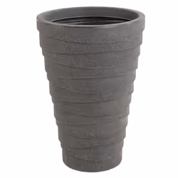 CHARLES BENTLEY Pair of Tall, Trojan, Round, Charcoal, Planters, Plastic, Plant Pots, Outdoor, Garden, Patio, Porch, Decking, Set of 2, Lightweight,