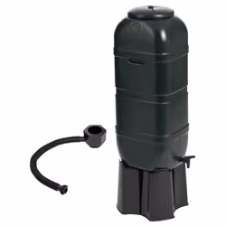 Charles Bentley Slim Line Garden Water Butt Set Including Tap with Stand Lockable Lid Filler Kit - 100L