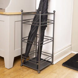 Charnwood Iron Umbrella Stand with Drainage Hole Space Saving Inside/Outside Use 2.04kg Dark Grey Contemporary Freestanding H58 x L25 x D25cm