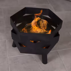 CHARLES BENTLEY Hexagonal 46cm Black Powder Coated Steel Modern Firepit, Wood And Charcoal Burner, Rust Resistant, Heat Resistant, Poker Included,