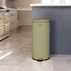 CHARLES BENTLEY Kitchen Bin, 30 Litre, Steel, Round, Retro Style, Kitchen Pedal Waste Bin, Green, Contemporary, Aesthetic, Co ...