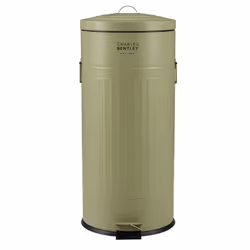 CHARLES BENTLEY Kitchen Bin, 30 Litre, Steel, Round, Retro Style, Kitchen Pedal Waste Bin, Green, Contemporary, Aesthetic, Convenient, Side And Lid