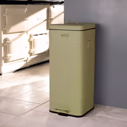 CHARLES BENTLEY Kitchen Bin, 30 Litre, Steel, Square, Retro Style, Kitchen Pedal Waste Bin, Green, Contemporary, Aesthetic, C ...