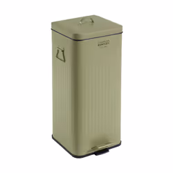 CHARLES BENTLEY Kitchen Bin, 30 Litre, Steel, Square, Retro Style, Kitchen Pedal Waste Bin, Green, Contemporary, Aesthetic, Convenient, Side And Lid