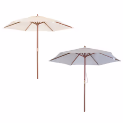 Charles Bentley Wooden Garden Patio Parasol Shade Umbrella with Hardwood Frame - Showerproof Canopy - 38Mm Large