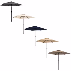 Charles Bentley Garden Metal Patio Umbrella Parasol With Crank & Tilt - Colours - Off-White