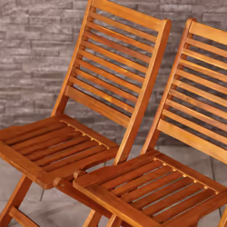 Charles Bentley FSC Acacia Wood Pair of Outdoor Foldable Chairs Max user weight: 160kg  Fully assembled Slatted design