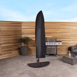 Charles Bentley Deluxe Banana Umbrella Parasol Cover - Black 600D Waterproof with Zipper and Toggles PVC Coating