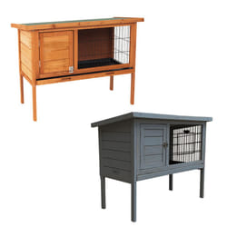 Charles Bentley Wooden Rabbit Hutch Guinea Pig Cage Run with Cleaning Tray Rubber Coated Mesh in Grey / White / Brown - Brown