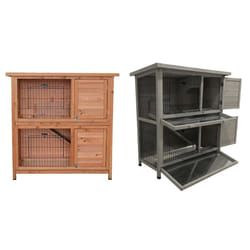 Charles Bentley Two Storey Pet Hutch with Tray Natural and Grey Wood - Brown