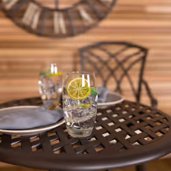 Charles Bentley Furniture 3 Piece Cast Aluminium Bistro Set Table & 2 Arm Chairs