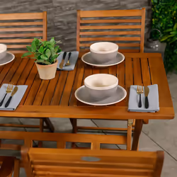 Charles Bentley FSC Acacia Hardwood 5pc Garden Furniture Set - Rectangular Table & 4 Chairs