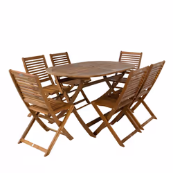 Charles Bentley FSC Acacia Wooden Furniture Patio Oval Table & 6 Chairs (7 Piece Set)