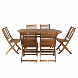 Charles Bentley FSC Acacia Wooden Furniture Patio Oval Table & 6 Chairs (7 Piece Set)
