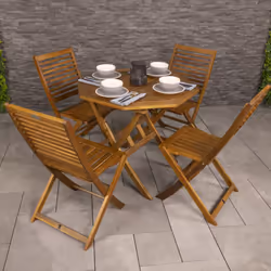 Charles Bentley FSC Acacia Wooden Octagonal Table & Chairs 5pc Set