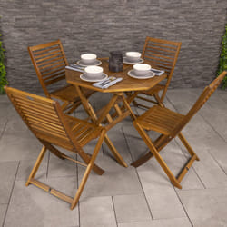 Charles Bentley FSC Acacia Wooden Octagonal Table & Chairs 5pc Set