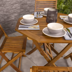 Charles Bentley FSC Acacia Wooden Octagonal Table & Chairs 5pc Set