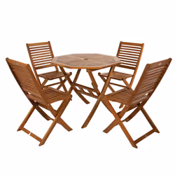 Charles Bentley FSC Acacia Wooden Octagonal Table & Chairs 5pc Set