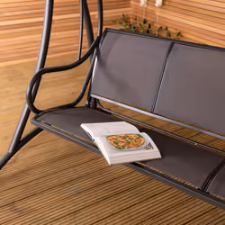 Charles Bentley 3 Seater Outdoor Swing Seat Bench Chair Hammock w/ Canopy -Grey