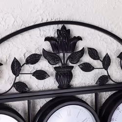 Charles Bentley Shabby Chic Dark Grey Wall Clock With Thermometer & Hygrometer