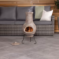 Charles Bentley Outdoor Medium Natural Clay Chiminea Patio Heater