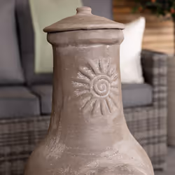 Charles Bentley Outdoor Medium Natural Clay Chiminea Patio Heater