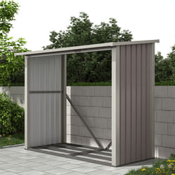 Charles Bentley Metal Log Wood Store Shed -  6x3ft (W182 x D89 x H148cm)