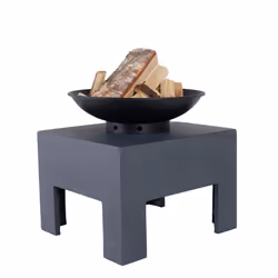Charles Bentley Metal Fire Bowl With Square Stand Outdoor Heating Enamel Treated