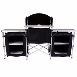 Charles Bentley Odyssey Folding Kitchen Camping Large Storage Unit Portable Cooking Wind Shield Black Easy Assemble Store