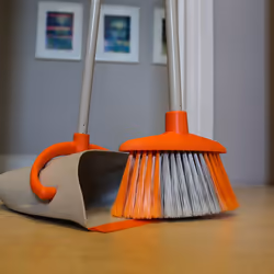 Charles Bentley Brights Indoor Long Handled Lobby Dustpan & Brush Set - Orange