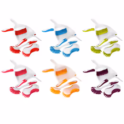 Charles Bentley Bright 4 Pieces Kitchen Cleaning Set Dustpan and Fantailed Dish Brush - Various Colours