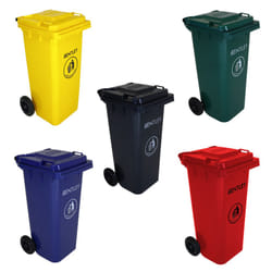 Charles Bentley Outdoor Household Waste Medium Rubbish 120 Litre Wheelie Bin - Green