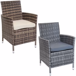 Charles Bentley Pair of Rattan Dining Chairs Garden Furniture - Indoor / Outdoor Use in Natural / Grey
