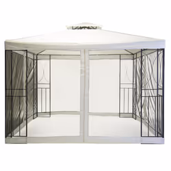 Charles Bentley 3m x 3m Steel Art Cream Gazebo Party Tent With Fly Screen