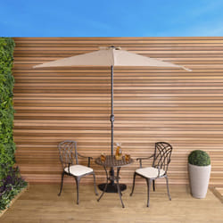 Charles Bentley 2.7m Beige Metal Garden Half Balcony Parasol Umbrella With Crank Function