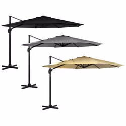 Charles Bentley 3.5m X-Large Hanging Banana Umbrella Parasol - Grey