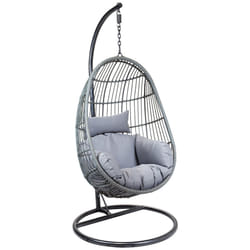 Charles Bentley Grey Hanging Rattan Swing Chair With Cushion
