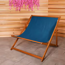 Charles Bentley FSC Eucalyptus Wooden Double Deck Chair for Outdoors and Garden FSC Wood Polyester