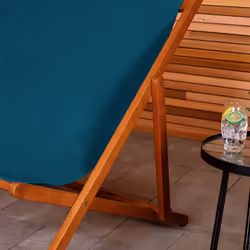 Charles Bentley FSC Eucalyptus Wooden Double Deck Chair for Outdoors and Garden FSC Wood Polyester