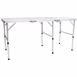 Charles Bentley Odyssey Extending Folding Lightweight Camping Triple Picnic Table 150cm White Dining Table Portable BBQ