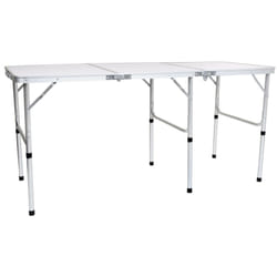 Charles Bentley Odyssey Extending Folding Lightweight Camping Triple Picnic Table 150cm White Dining Table Portable BBQ