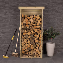 Charles Bentley FSC Wooden Single Tall Log Store Firewood Garden Storage Unit