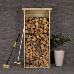 Charles Bentley FSC Wooden Single Tall Log Store Firewood Garden Storage Unit