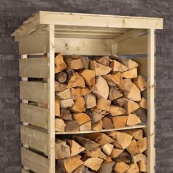 Charles Bentley FSC Wooden Single Tall Log Store Firewood Garden Storage Unit